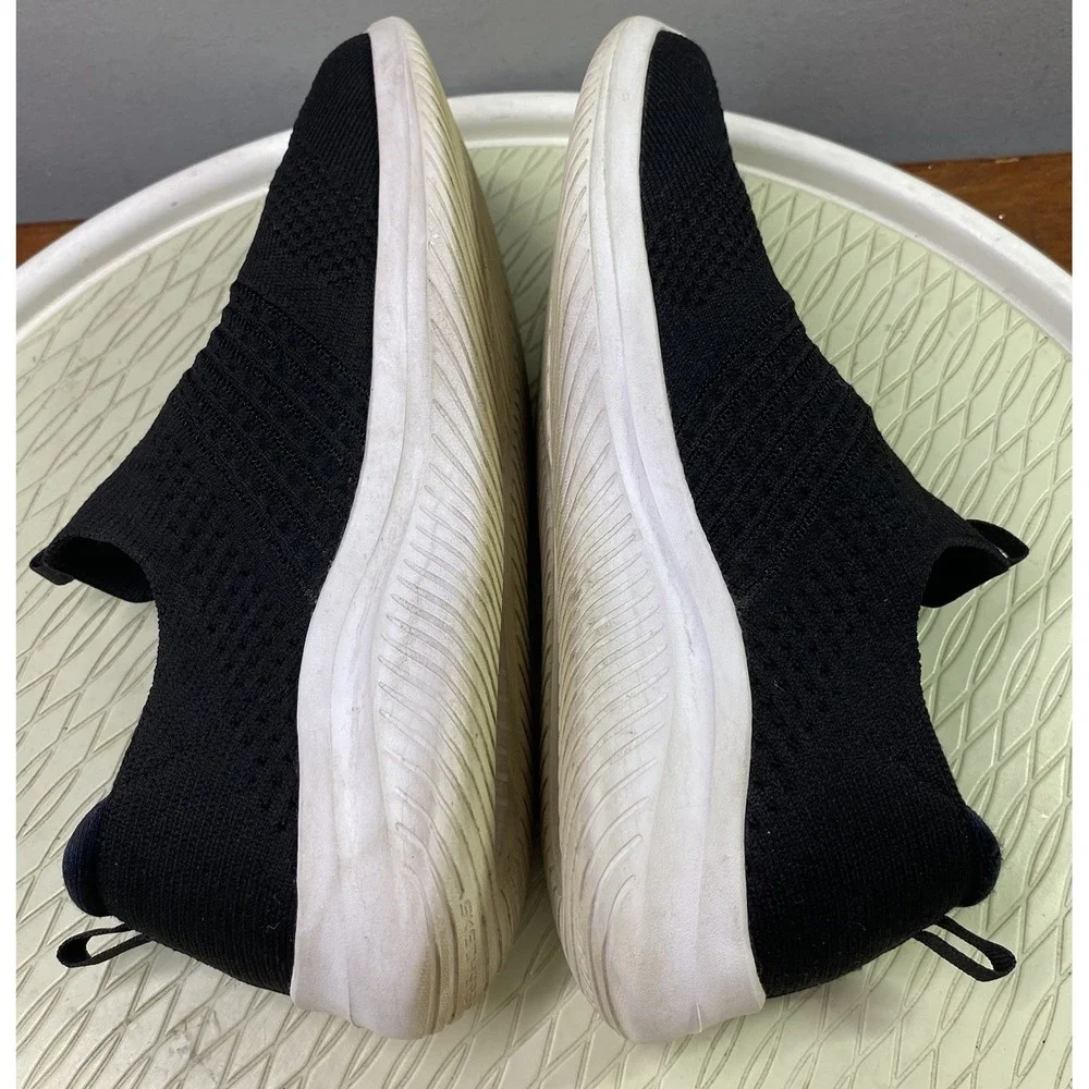 Skechers‎ Womens Black&White Memory Foam Stretch Fit Slip-on Shoes 8